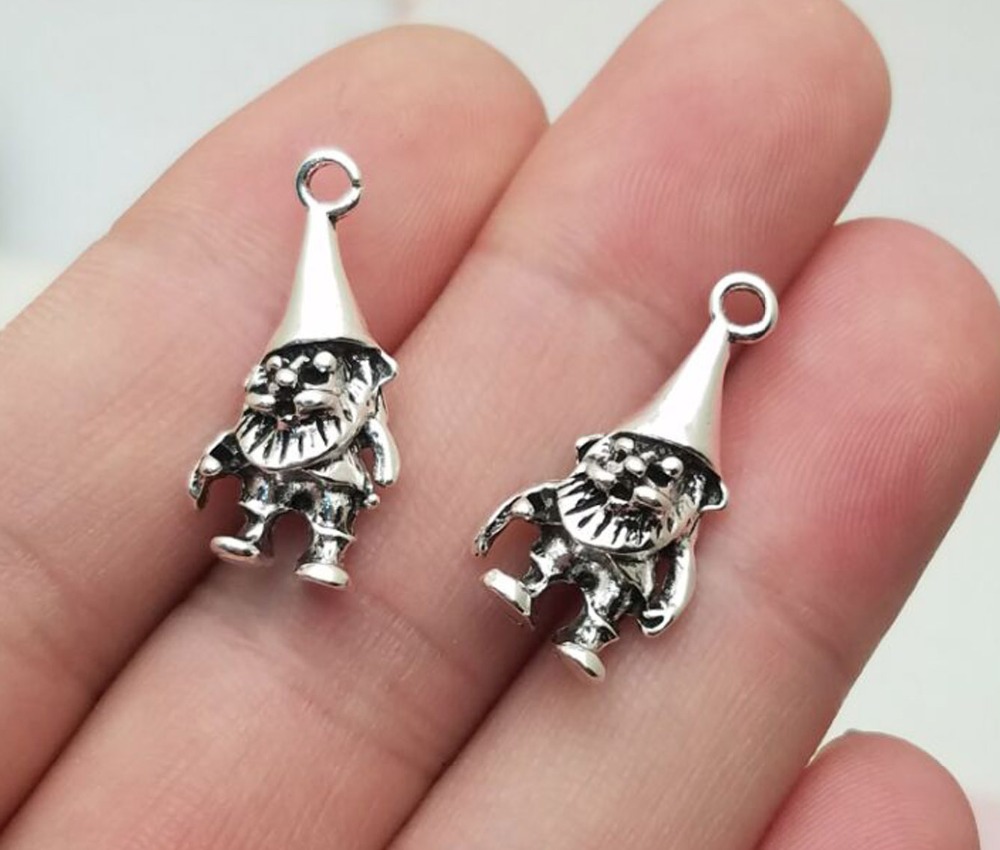 Vintage Fashion Finds - 25pcs/lot--22x11mm Antique Silver Plated 3D Dwarfs