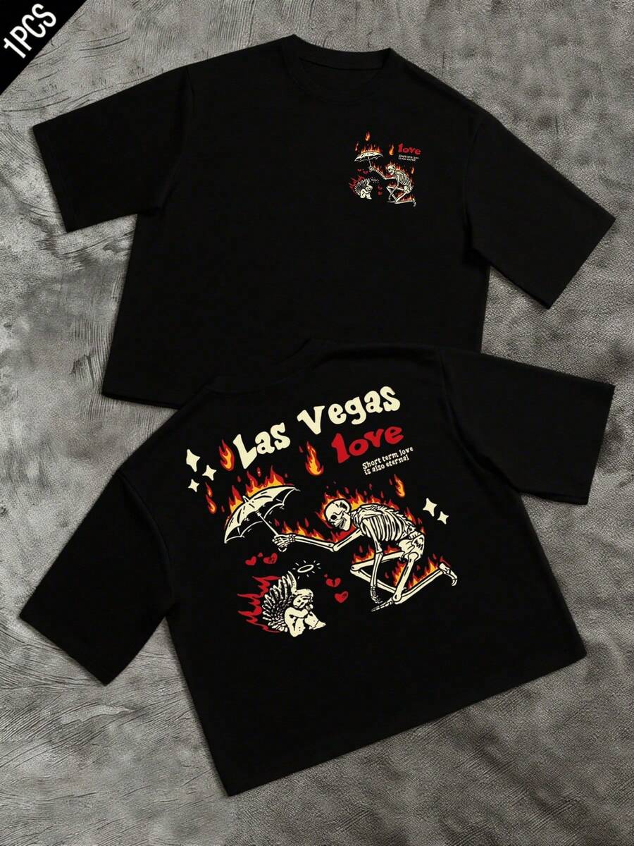 Vintage Vegas Fashion - Men's Vintage Skeleton Love Flames Double