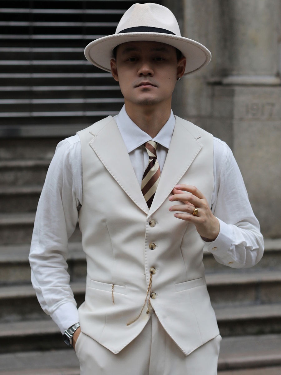 Vintage Fashion Old Money - Italian Style Wedding Groom Slim Fit