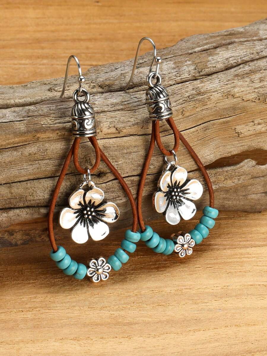 Vintage Fashion Earrings - 1 Pair Bohemian Style Alloy Plum