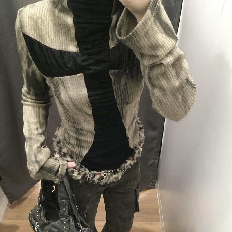 Goth Cross Subculture slim top - огляд і ціна Turtleneck Knit 90S