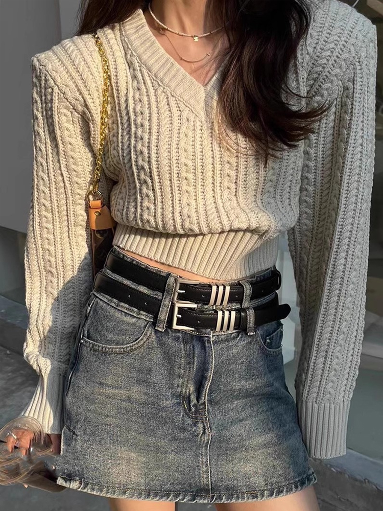 V Neck Short Sweater Women Kor - огляд і ціна Vintage Fashion Old Money