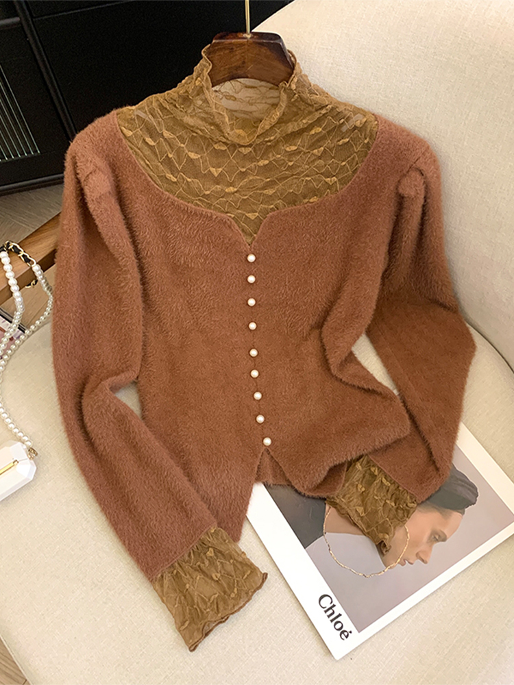 Women's Coffee Pullover Turtle - огляд і ціна Turtleneck Knit 90S