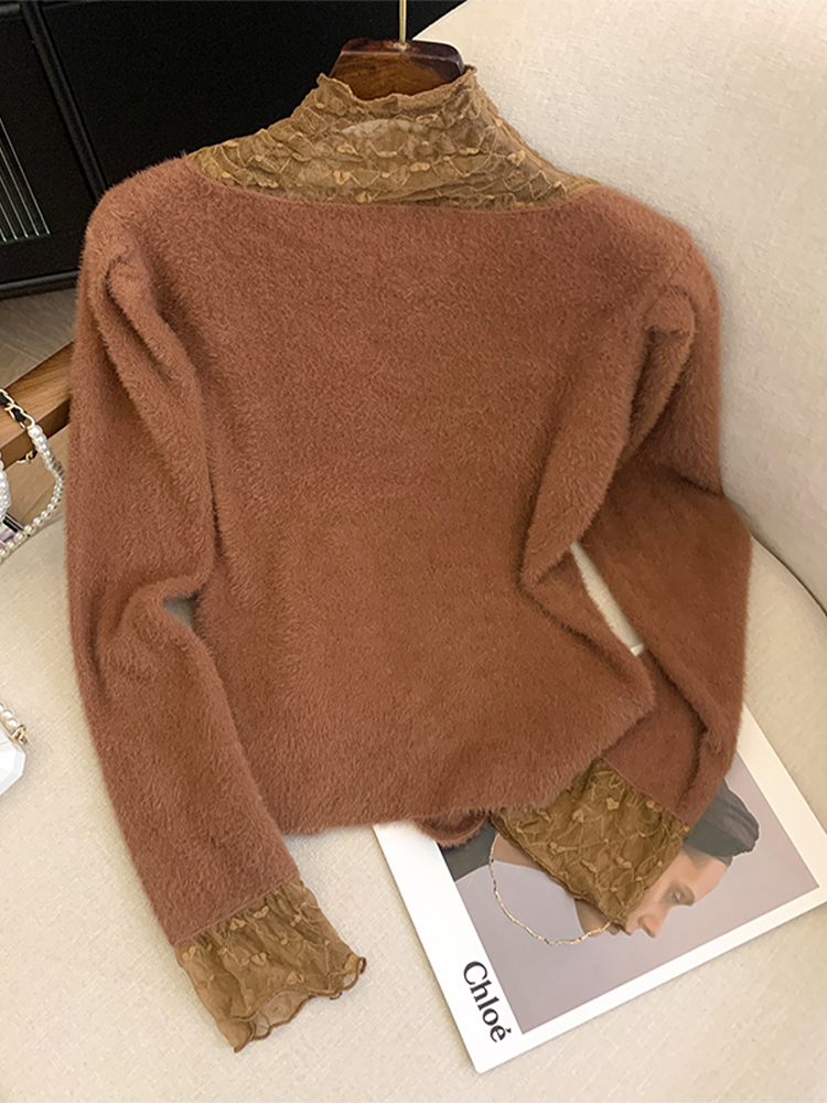 Women's Coffee Pullover Turtle - огляд і ціна Turtleneck Knit 90S