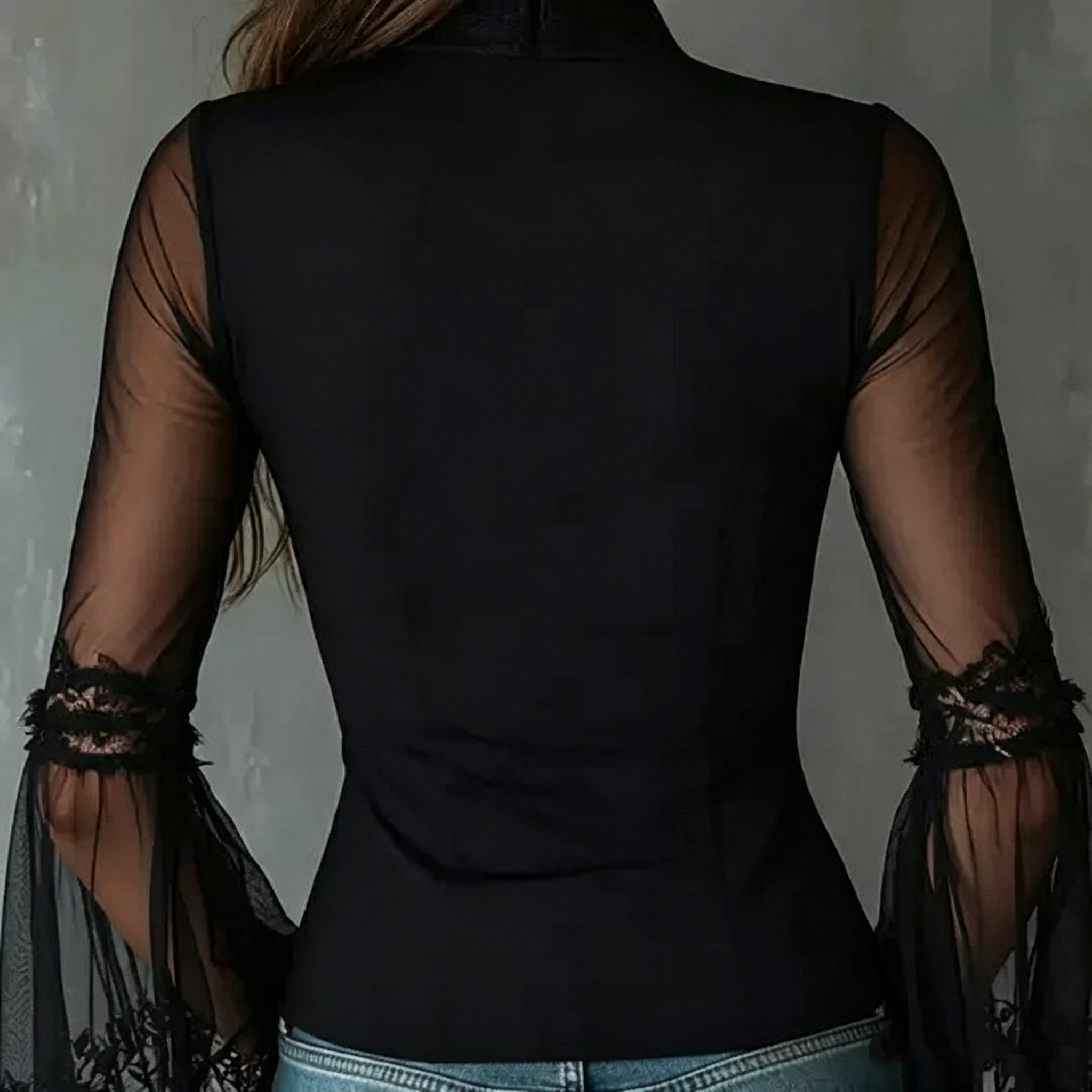 Ladies Black round Neck Long S - огляд і ціна Usa Vintage Fashion