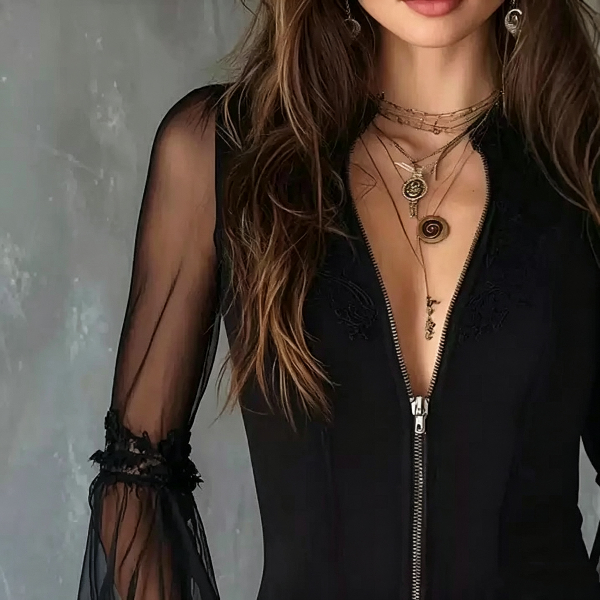 Ladies Black round Neck Long S - огляд і ціна Usa Vintage Fashion