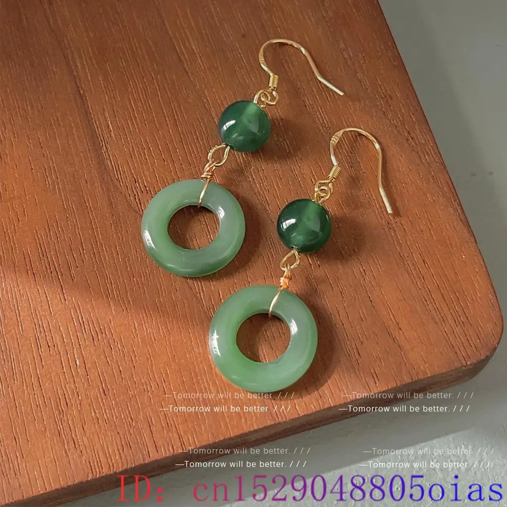 Green Real Jade Ring Earrings  - огляд і ціна Vintage Fashion Earrings