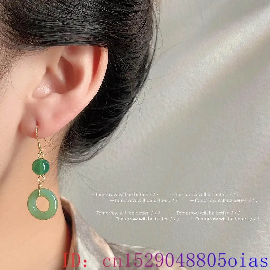 Green Real Jade Ring Earrings  - огляд і ціна Vintage Fashion Earrings