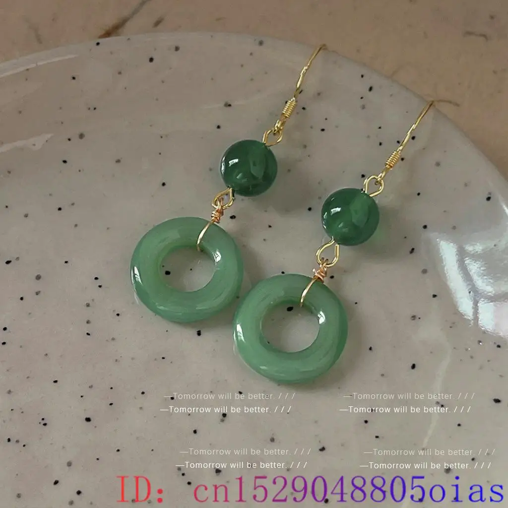 Green Real Jade Ring Earrings  - огляд і ціна Vintage Fashion Earrings