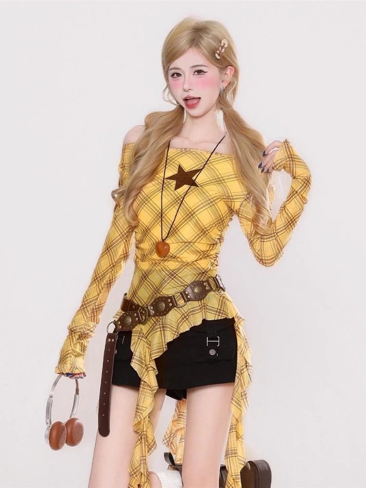 Y2K Plaid Slash Neck Vintage T - огляд і ціна Usa Vintage Fashion