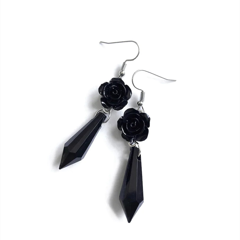 New Goth Black Rose Earrings w - огляд і ціна Vintage Victorian Fashion