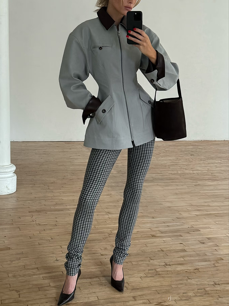 Leather-paneled jacket, a vint - огляд і ціна Vintage Fashion Old Money