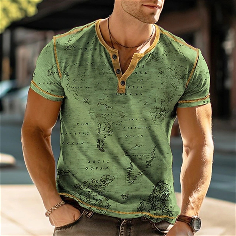 Men's Henry Shirts Funny 3D Pr - огляд і ціна Usa Vintage Fashion