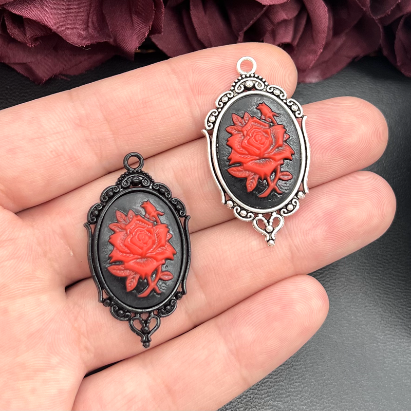 4pcs Gothic Red Rose Cameo Cha - огляд і ціна Vintage Victorian Fashion
