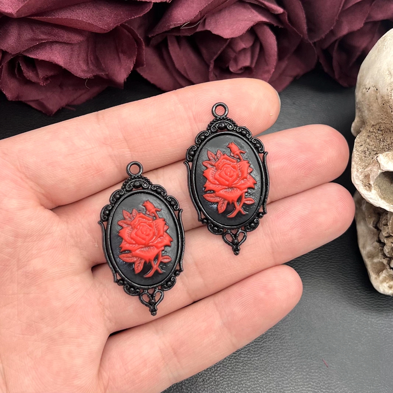 4pcs Gothic Red Rose Cameo Cha - огляд і ціна Vintage Victorian Fashion