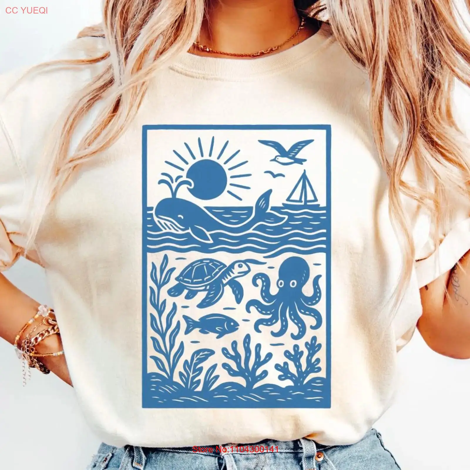 Vintage 90s Retro ocean shirt  - огляд і ціна Turtleneck Knit 90S